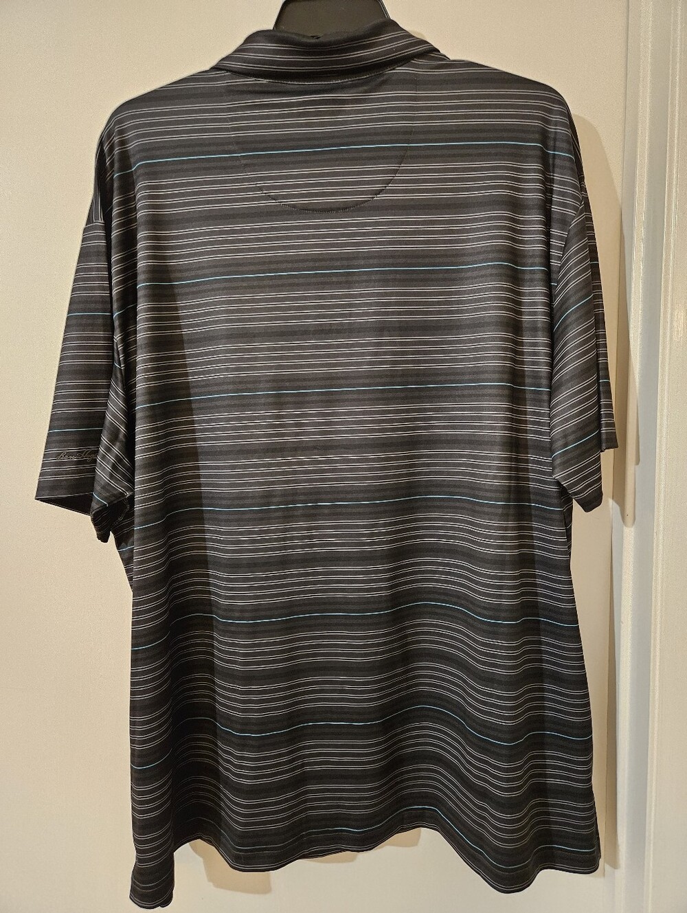 Ben Hogan Mens 3XL Golf Polo Shirt Black Gray Stripe Performance Stretch NWT - Picture 2 of 4